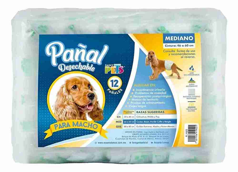 FANCY PETS PAÑAL DESHECHABLE MEDIANO PARA MACHO 12 PIEZAS