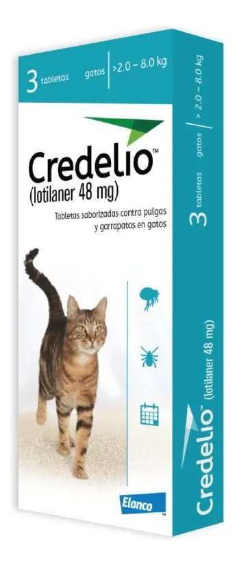 CREDELIO 3 TABLETAS CONTRA PULGAS Y GARRAPATAS EN GATOS 2.0 A 8.0KG