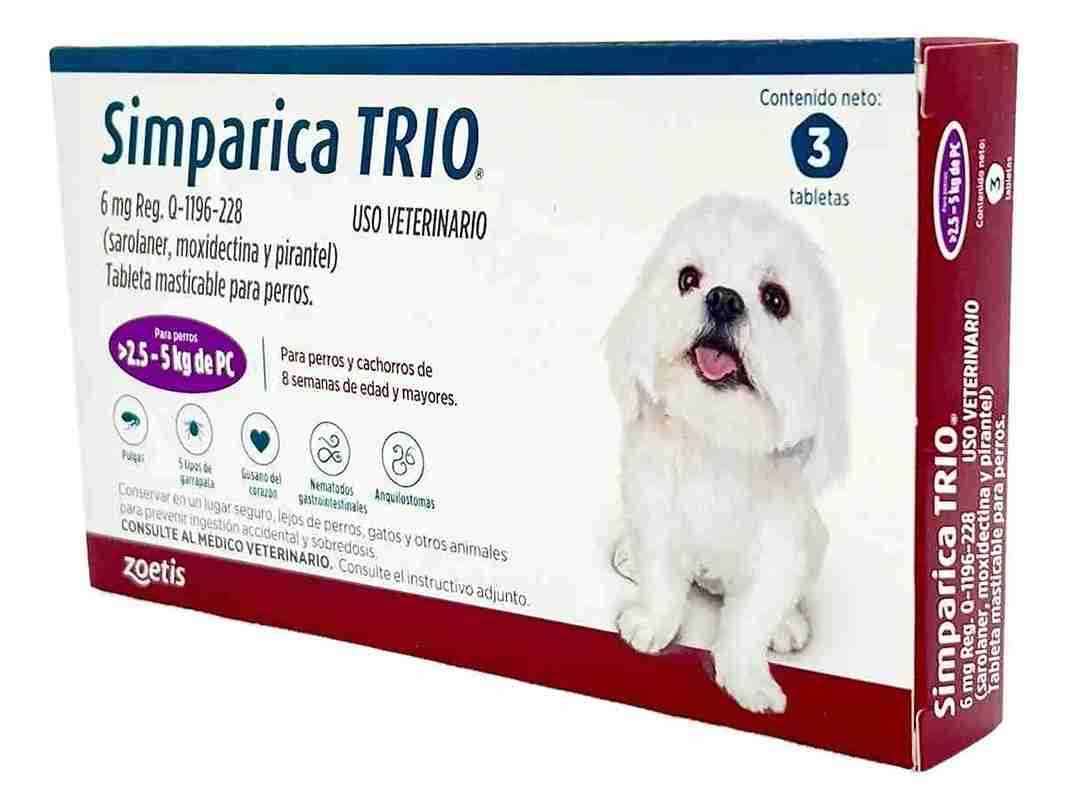 SIMPARICA TRIO PERROS DE 2.5KG A 5KG (1TAB)