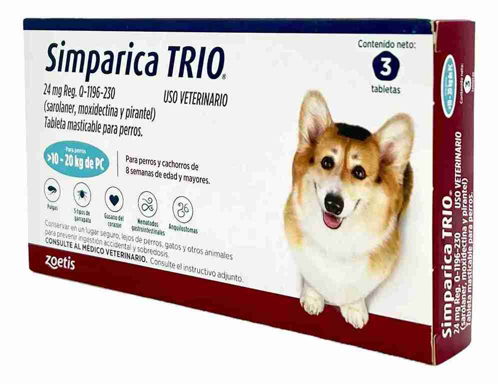 SIMPARICA TRIO PERROS DE 10KG A 20KG (1TAB)