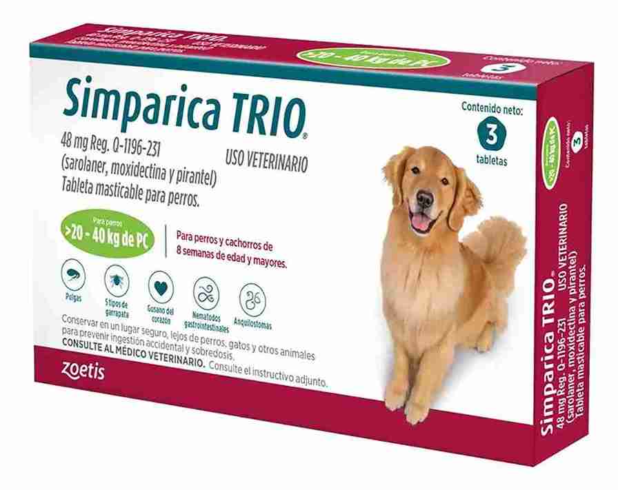 SIMPARICA TRIO PERROS DE 20KG A 40KG (1TAB)