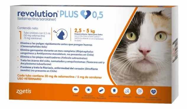 REVOLUTION PLUS DESPARASITANTE PARA GATOS DE 2.5KG A 2.5KG