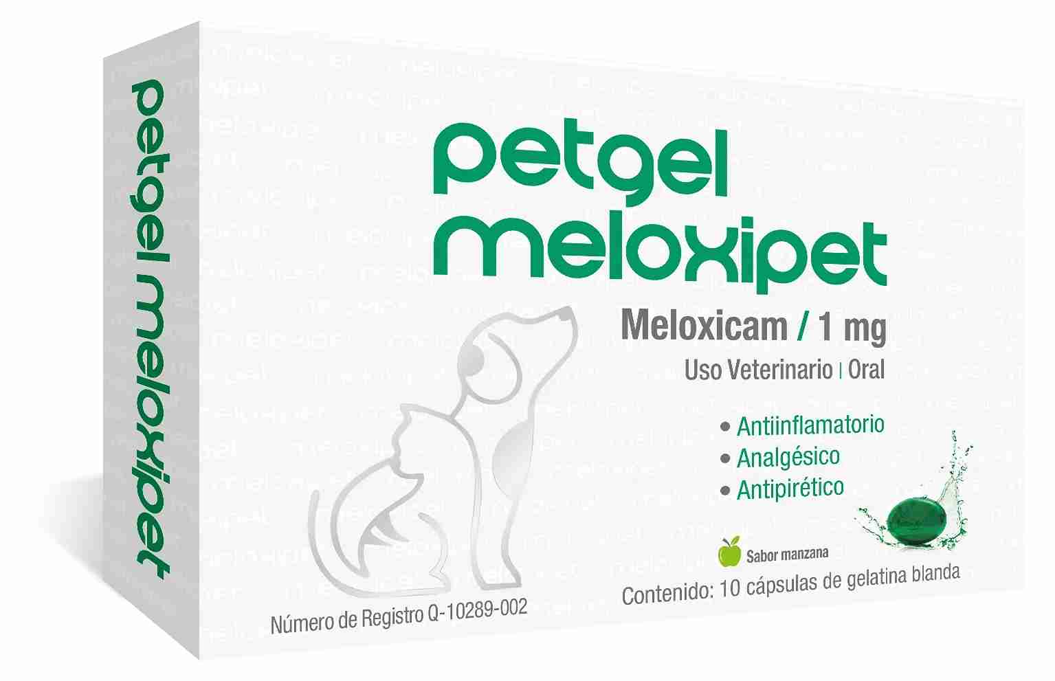 PETGEL MELOXIPET 1MG (ANTIINFLAMATORIO, ANALGESICO Y ANTIPIRÉTICO) CAJA CON 10 CÁPSULAS 