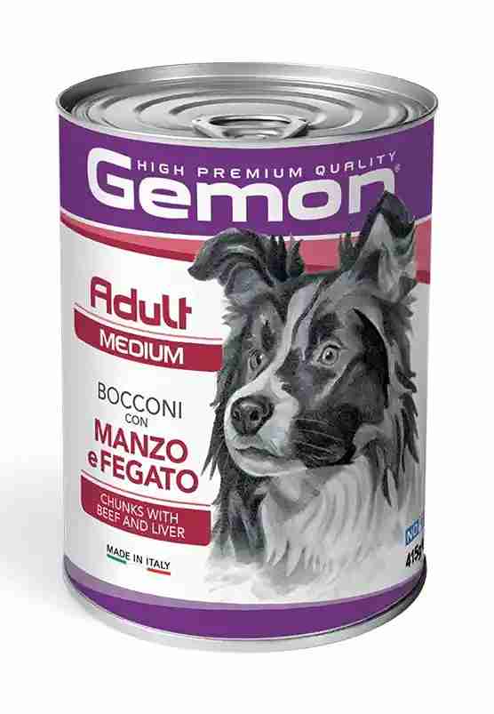 GEMON ALIMENTO HUMEDO PARA ADULTO RAZAS MEDIANAS RES E HÍGADO 415GR