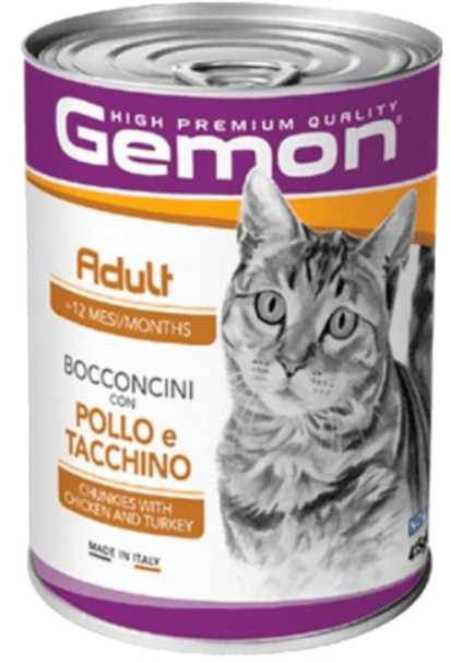 GEMON ALIMENTO HUMEDO PARA GATO ADULTO POLLO Y PAVO 415GR