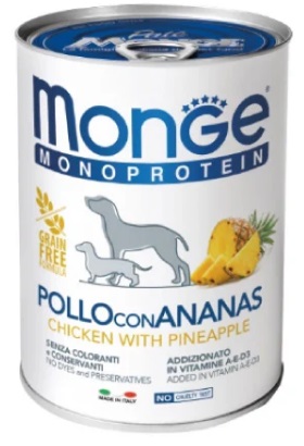 MONGE  MONOPROTEIN POLLO CON PIÑA 400GR
