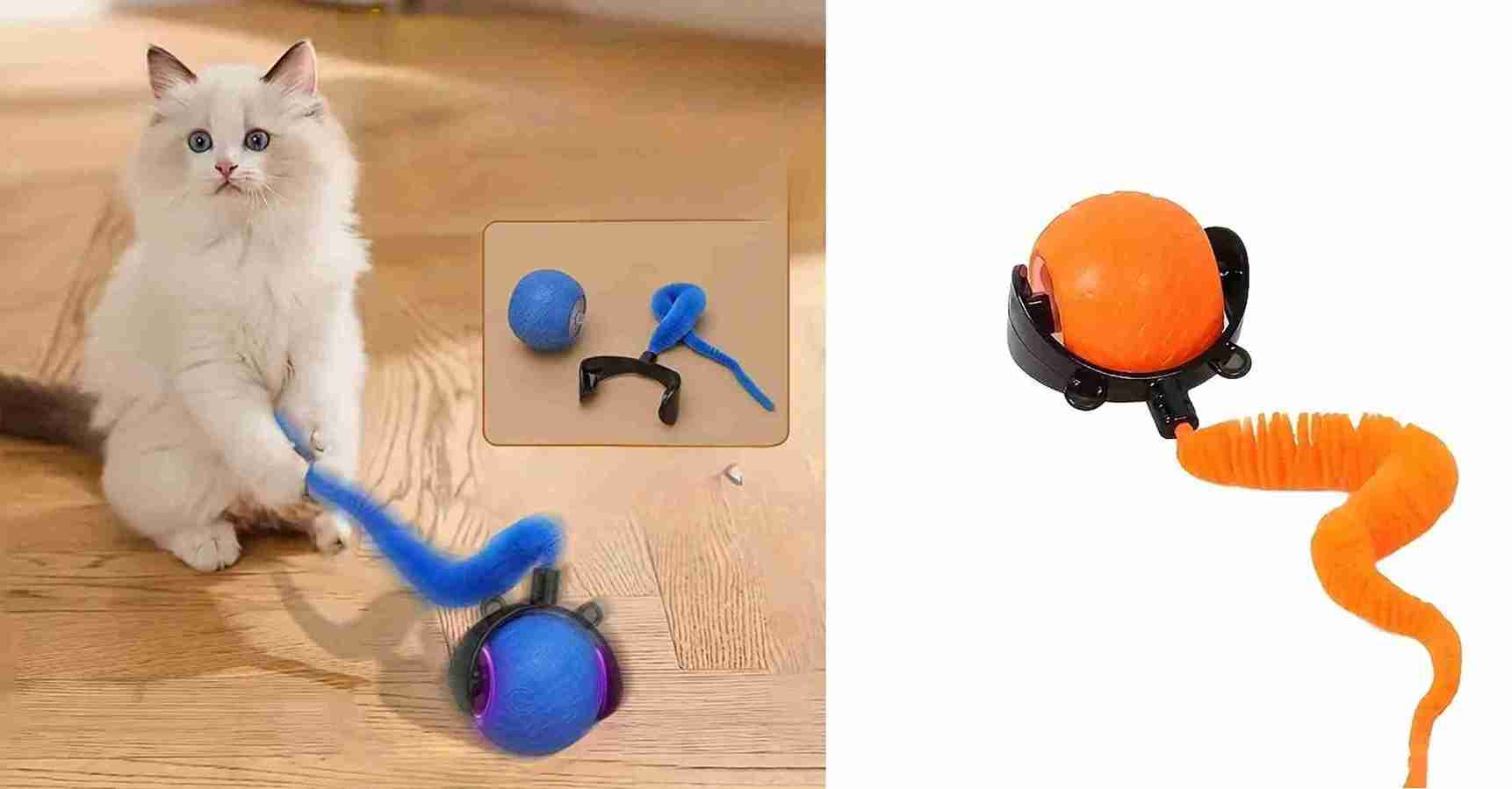 PELOTA INTERACTIVA GIRATORIA RECARGABLE POR USB COLA DE LIMPIAPIPAS