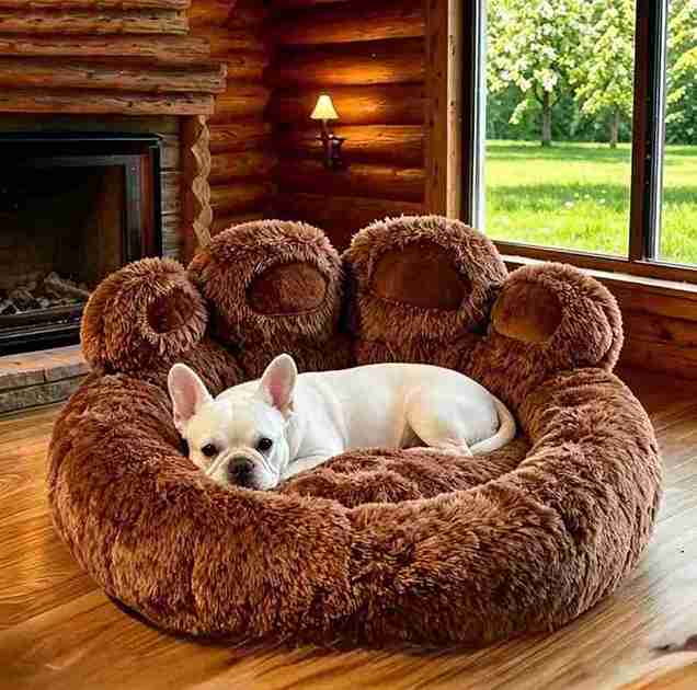 CAMA SUAVE EN FORMA DE PATITA GRANDE (CAFE)