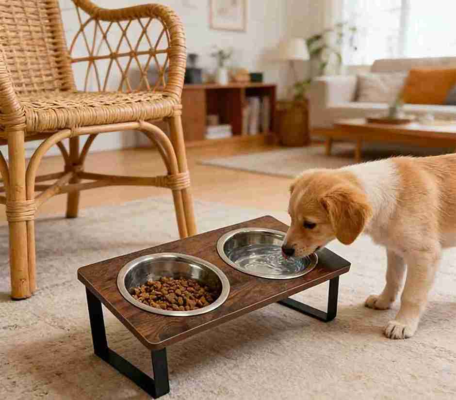 PLATO DUO CON BASE DE MADERA Y SOPORTE DE METAL GRANDE