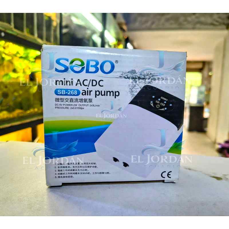 Sobo SB-268 Bomba de Aire Recargable Mini AC/DC 2 Salidas 2x3L/MIN